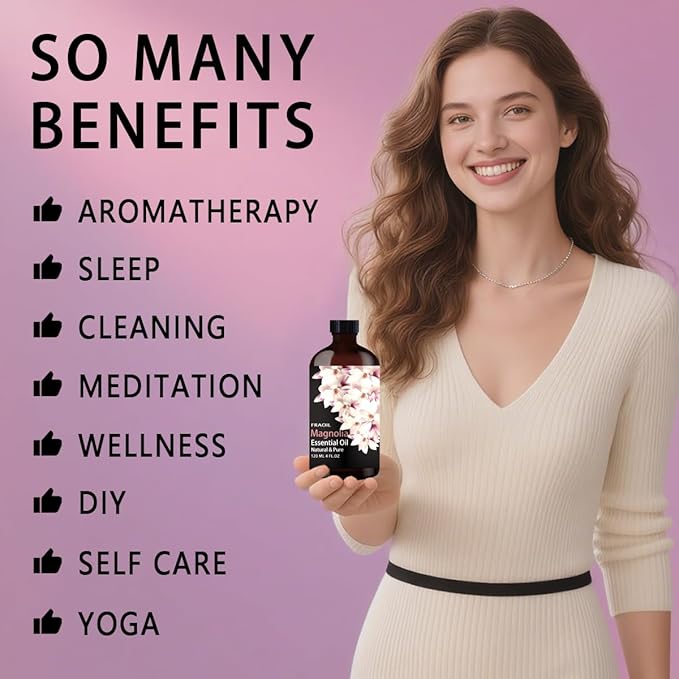 Magnolia Essential Oil, Magnolia Oil 4 Fl Oz 120ML for Diffuser Humidifier Yoga Cleaning DIY Candle Soap Making Perfume Gift for Women Essential Oils - Bloomnest