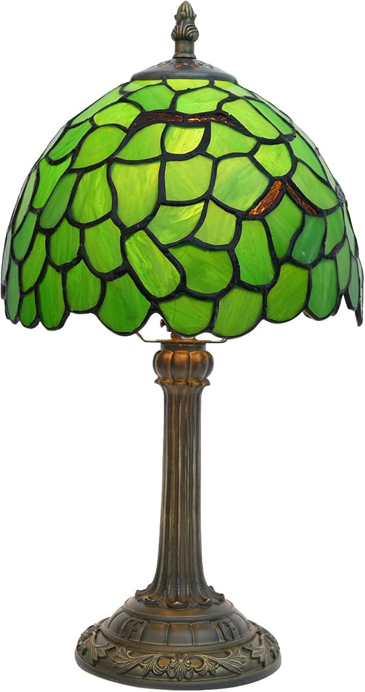 Tiffany Lamp Stained Glass Table Lamp 8X8X14 Inches Desk Reading Light Decor Beside Bedroom Living Room Home (H-1056- Green Leaf) - Bloomnest