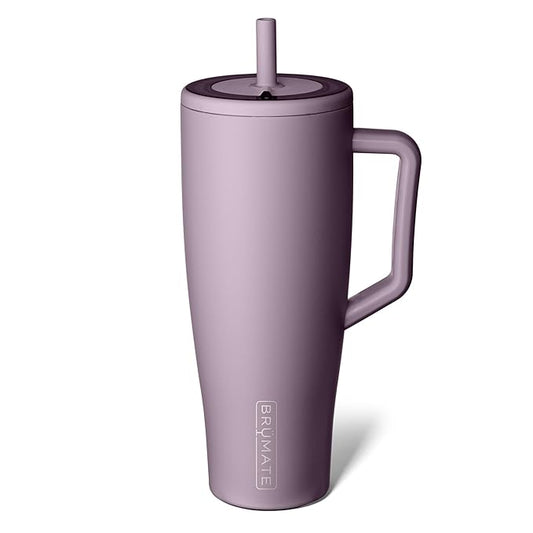 BrüMate Era 40 oz Tumbler with Handle and Straw | 100% Leakproof Insulated Water Bottle Tumbler with Lid and Flexible SoftSip Straw | Made of Stainless Steel | Cup Holder Friendly | 40oz (Lilac Dusk)