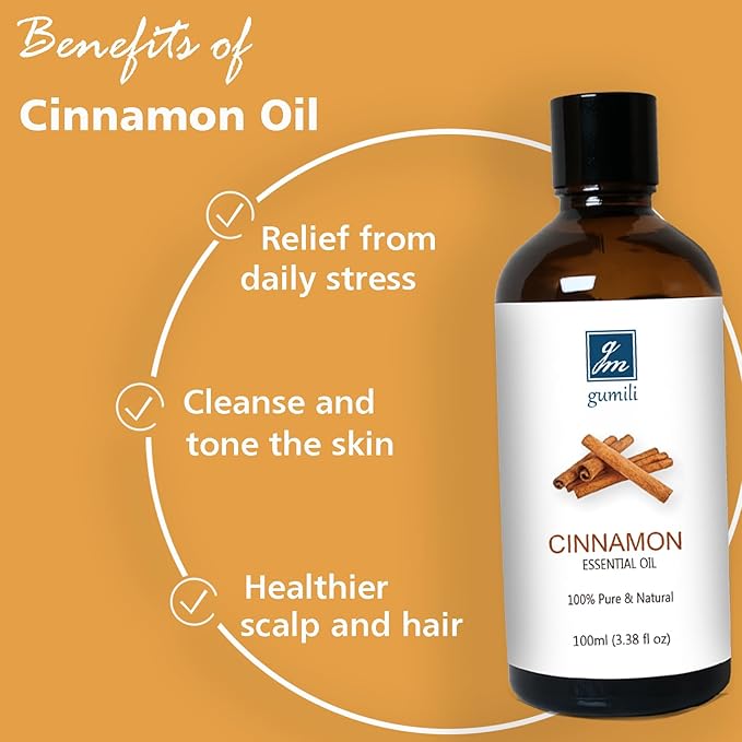 Cinnamon Essential Oil, 100% Pure Undiluted Cinnamon Oil for Diffuser, Massage - 100ml/3.38 oz - Bloomnest