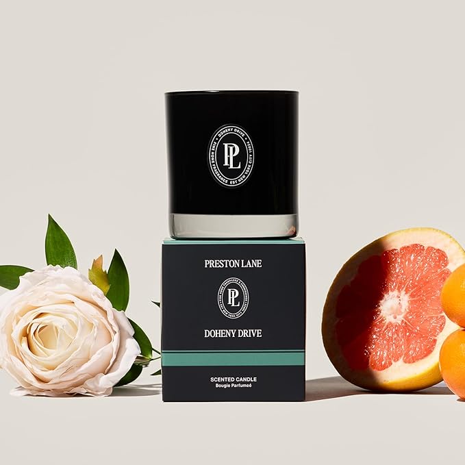 Preston Lane Luxury 2-Wick Scented Candle, Doheny Drive, 7.5 oz Hand-Poured in USA | Long Burn Time (20-30 Hrs), Vegan Soy Wax Blend, Decorative Glass Vessel, Fine Italian Fragrance - Bloomnest