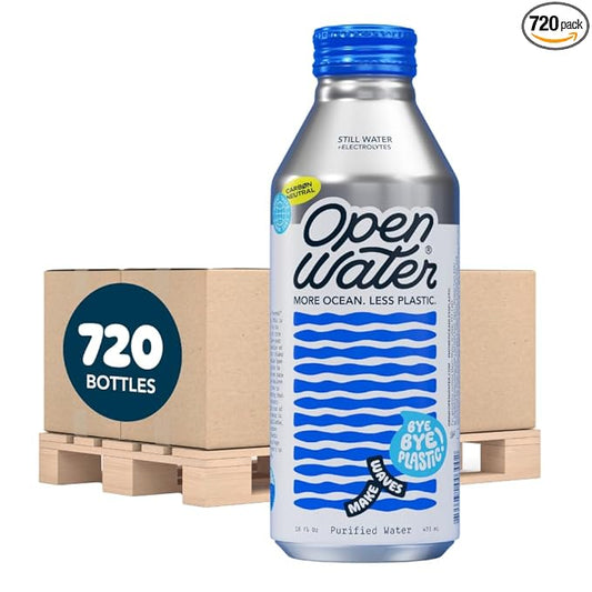 Open Water Still Bottled Water with Electrolytes in 16-oz Aluminum Bottles (Mini Pallet 720 Bottles - Still) | BPA-free and Eco friendly - Bloomnest