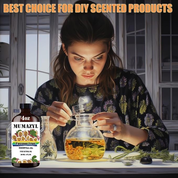 Passion Fruit Essential Oil, Passion Fruit Oil 4 Fl Oz 120ML for Diffuser Humidifier Yoga Cleaning DIY Candle Soap Making Essential Oils - Bloomnest