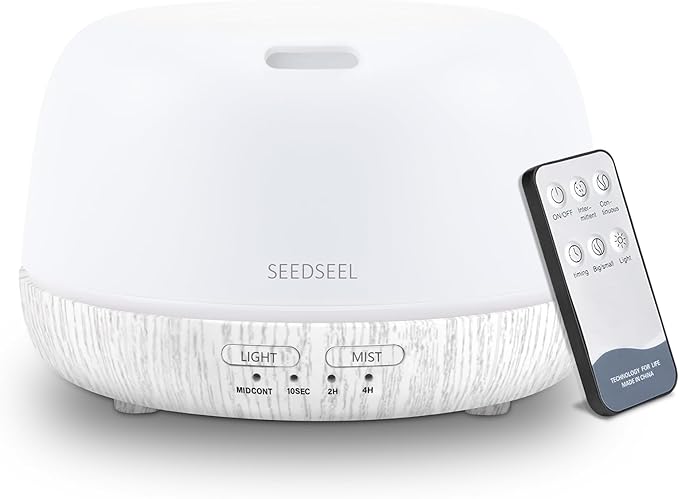 300ML Essential Oil Diffuser with Remote Control, Aromatherapy Diffuser with 7-Color Changing LED Light for Bedroom, Home - Bloomnest