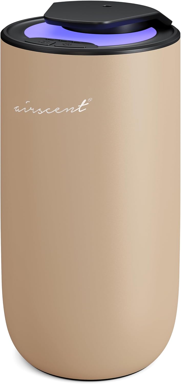 The AirScent Mini Waterless Diffuser for for Homes, Offices, Spas and Hotels - Gold Finish - Fragrance Oil Aromatherapy Diffuser for Aesthetic Scenting -15 mL Capacity - Night Light Feature