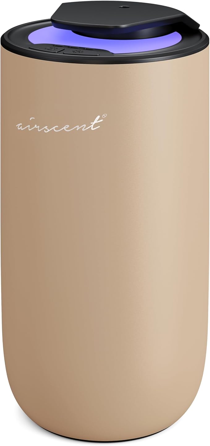 The AirScent Mini Waterless Diffuser for for Homes, Offices, Spas and Hotels - Gold Finish - Fragrance Oil Aromatherapy Diffuser for Aesthetic Scenting -15 mL Capacity - Night Light Feature - Bloomnest