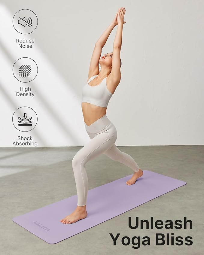 Yoga Mat,Non-Slip TPE Exercise Mat(1/4 Inch) for Pilates, Fitness & Barefoot Workouts, Home Gym Studio with Strap & Bag - Bloomnest