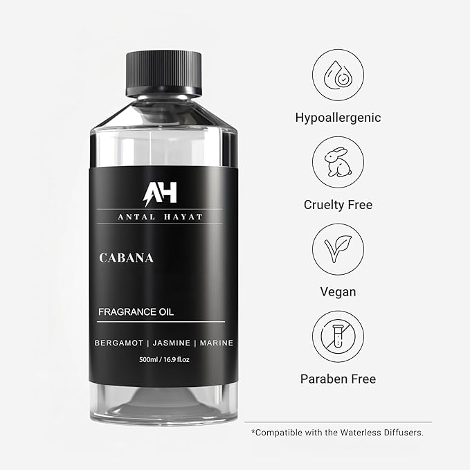 Hotel Scents Diffuser Oil Cabana - Aromatherapy Fragrance Inspired by Ritz Carlton Diffuser Scent - Luxurious Aromatherapy Oil with Bergamot, Jasmine, Marine - Luxury Home Scents Refill - 500mL - Bloomnest