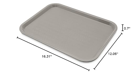 Carlisle FoodService Products Cafe Fast Food Cafeteria Tray with Patterned Surface for Cafeterias, Fast Food, And Dining Room, Plastic, 16.31 X 12.06 X 0.7 Inches, Gray, (Pack of 24) - Bloomnest