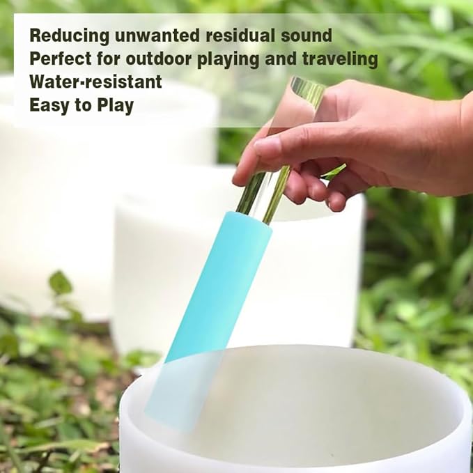 Singing Bowl Mallet Blue Acrylic Rubber Striker Mallet for Playing Quartz Crystal Singing Bowl with Bundle Pocket - Bloomnest