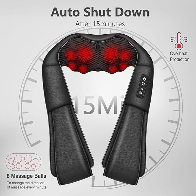 Neck Massager with Heat, Shiatsu Massager for Neck, Back, Shoulder, Foot and Leg, Deep Tissue 3D Kneading Massage for Relax Muscles at Home and Offie,Back Massagers for Women and Men