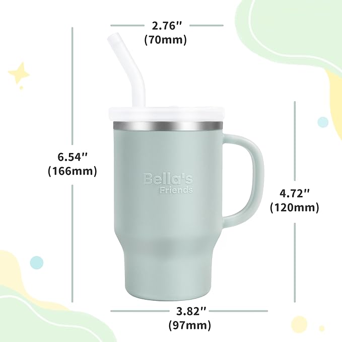 Bella's Friends Handy Mini Tumbler – Adorable 9 oz Sippy Cup for Toddlers 1-3 years old, Flexible Straw, Stainless Interior & Silicone Body, Leak‑Proof, Dishwasher Safe, Ideal for Travel or At Home - Bloomnest