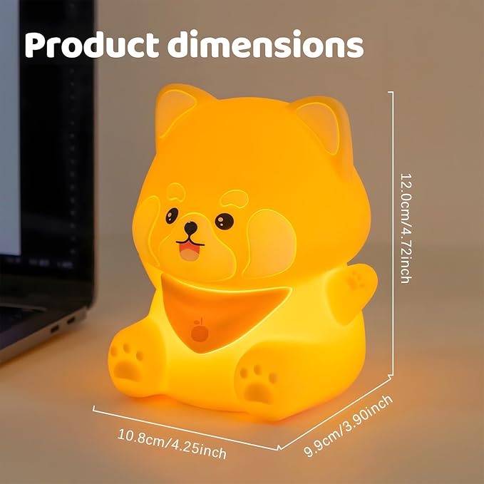 Cute Red Panda Night Light,Rechargeable Lamp for Kids Room with Timer,Cute Stuff Desk Decor Dimmable Touch Silicone Animal Night Light for Kids,Squishy Lamp for Baby Nursery Bedroom - Bloomnest