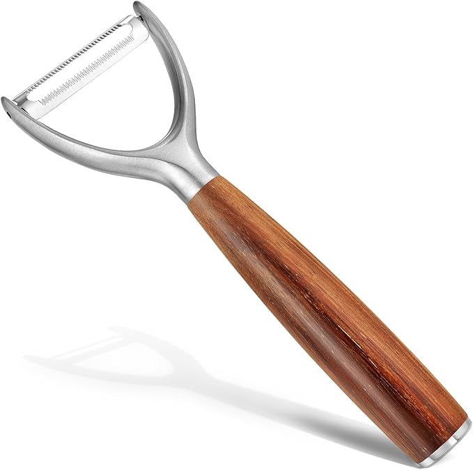 Serrated Blade Premium Y Type 304 Stainless Steel Multifunctional Kitchen Peeler Real Wood Handle Ultra Sharp Blade Vegetable Potato Apple(Boluoge) - Bloomnest