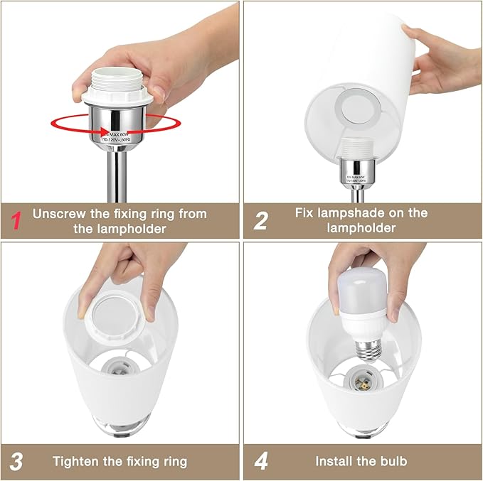 Bedside Table Lamps for Bedroom Set of 2 - Touch Lamp for Nightstand with USB-A+C Charging Ports - 3 Way Dimmable Small Desk Lamp White for Office, Dorm Room, Living Room, Reading, Nursery - Bloomnest