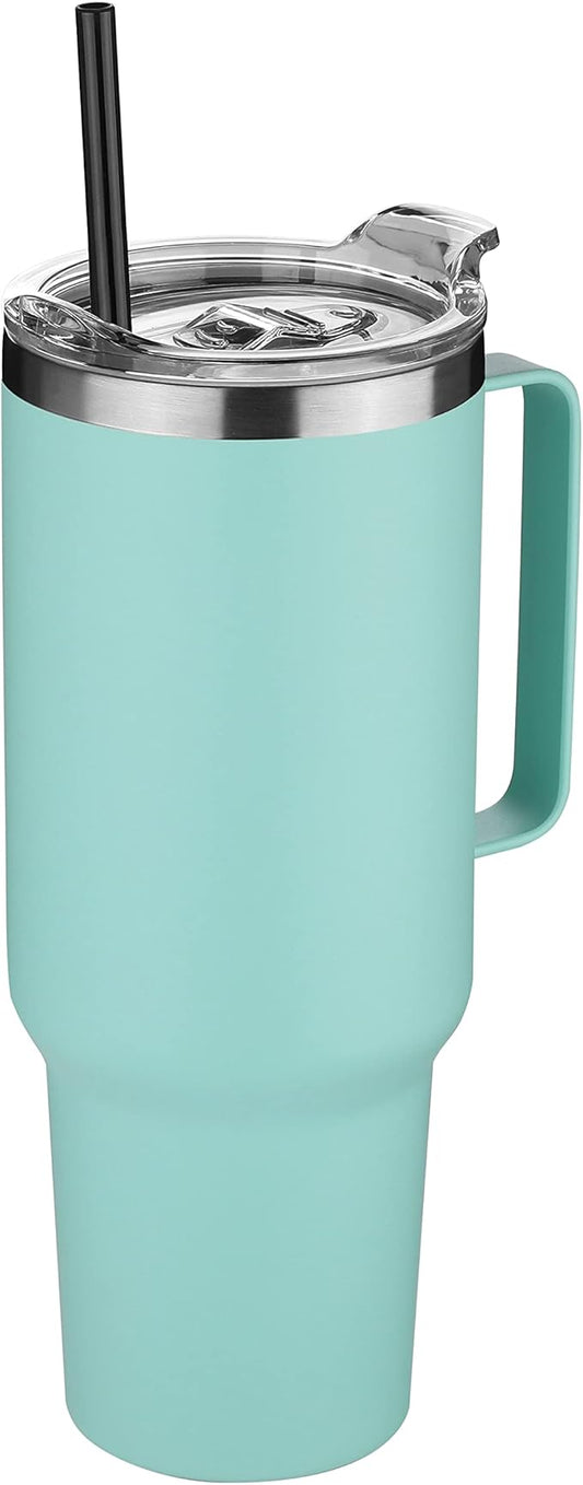 HASLE OUTFITTERS 40 oz Stainless Steel Tumbler with Handle, Vacuum Insulated Tumblers Bulk, Reusable Double Wall Travel Coffee Mug, Durable Powder Coated Water Bottle(Mint Green, 1) - Bloomnest