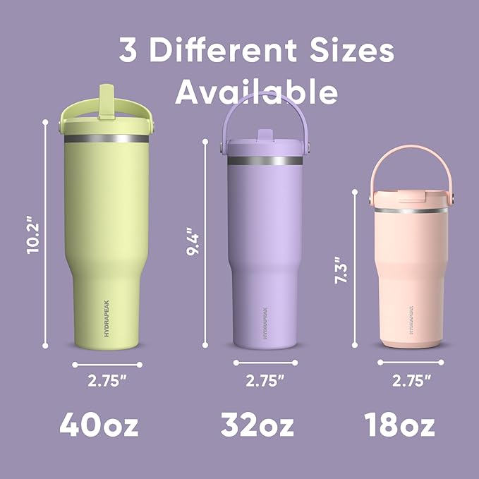 Hydrapeak Nomad 40 oz Tumbler with Handle and Straw Lid, Leakproof, Double Insulated, 40oz Cup Stainless Steel (Lavender) - Bloomnest