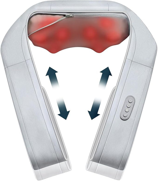 Nekteck Neck Massager for Pain Relief Deep Tissue, Shiatsu Back Massager with Soothing Heat, Electric Deep Tissue 3D Kneading Massage Tools for Shoulder Muscle, Adjustable Heat and Straps