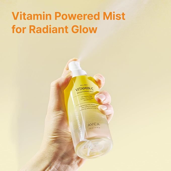 AVCA All Day Vitamin C Brightening Face Mist – Hydrating & Revitalizing Facial Spray with Glutathione & Vitamin Complex, Korean Skincare for Radiant Soothing Glow, 5.07 fl oz - Bloomnest