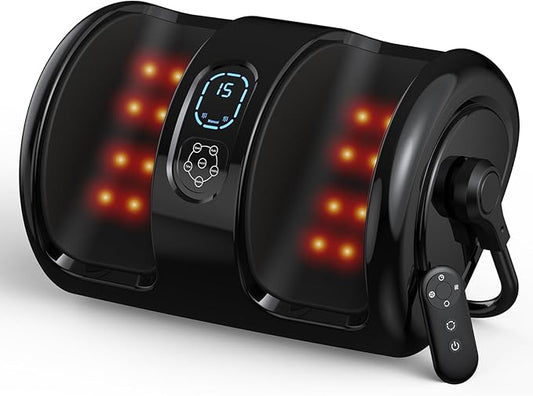 Foot Massager Machine with Heat - Shiatsu Deep Kneading for Foot Relaxation, 3 Speed & 4 Modes, Versatile Control Methods, Gift for Men Women - Bloomnest
