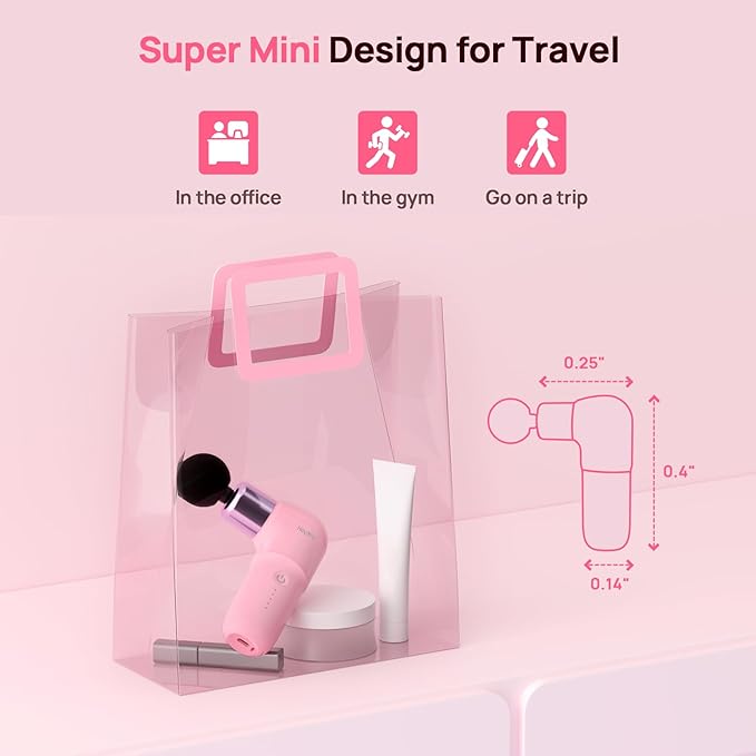 Super Mini Massage Gun, Deep Tissues Percussion Muscle Massager, Compact Sports Travel Massage Gun, Portable Massager Gun for Gifts for her him, Pink - Bloomnest