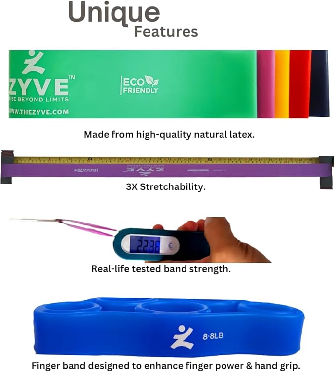 Resistance Bands Set for Women & Men –12" Heavy Duty Natural Rubber Exercise Loop Bands for Legs, Glutes, Strength Training, Stretching, Physical Therapy, Home Workouts-Pack of 5 with Carry Pouch - Bloomnest