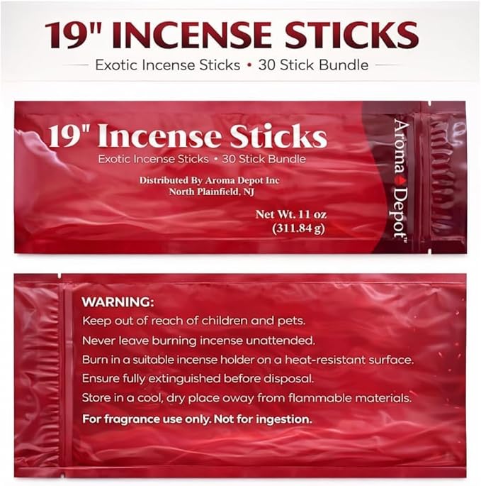 Aroma Depot 19 Inch Japanese Cherry Blossom Incense Sticks – Jumbo 19” Extra Long Charcoal Incense, 27–30 Count (1 Pack), 3–4 Hour Burn
