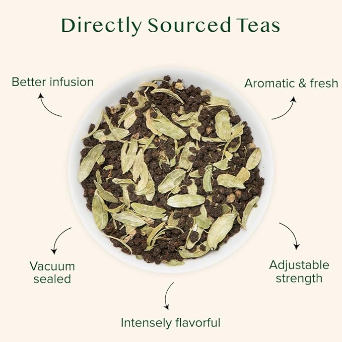 VAHDAM, Cardamom Chai Tea Loose Leaf (50 Cups,3.53 oz)  India's Traditional Cardamom Tea | Spiced Chai Tea | Brew Hot, Iced Or Chai Latte/Masala Chai | Whole Loose-Leaf, Vacuum Sealed - Bloomnest