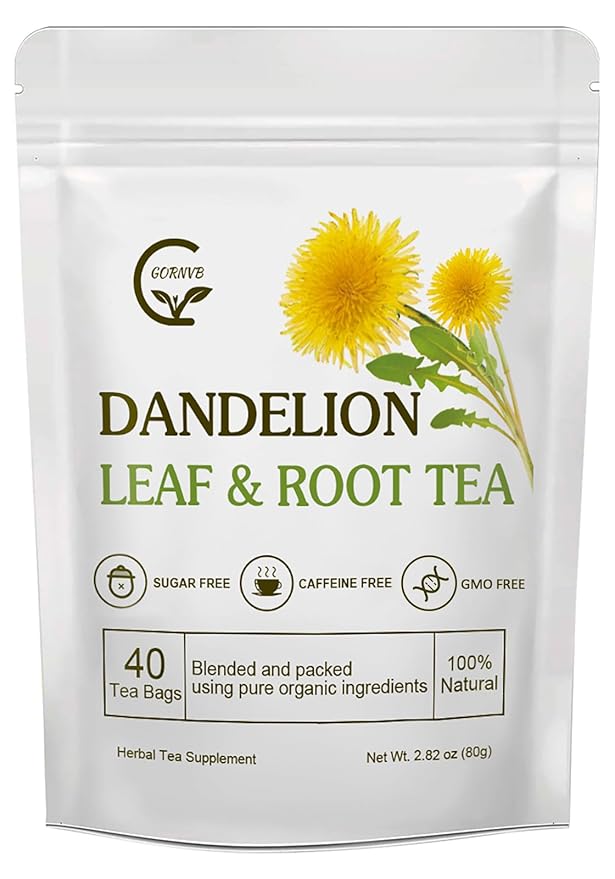 Organic Dandelion Leaf & Root Tea, Supports Kidney Function and Healthy Digestion, Caffeine Free, 40 Tea Bags - Bloomnest