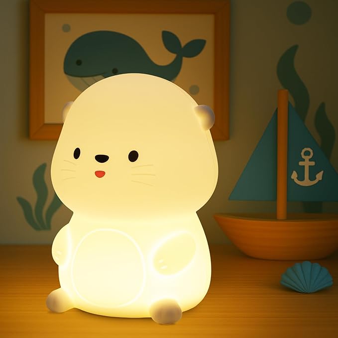 Attivolife Otter Night Light for Kids, Cute Sea Otter Silicone Lamp, Protable Nursery Table Lamp with 7 Color & Dimmable & Timer, Toddler Room Decor Gifts for Baby Children Teen Birthday Christmas - Bloomnest