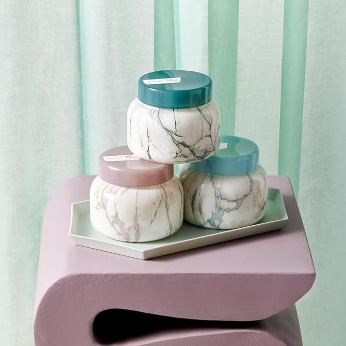 Capri Blue Modern Marble Jar Candles - Luxury Candles for Home Scented - Long Lasting Soy Wax Blend - (Aloha Orchid, 19 oz) - Bloomnest