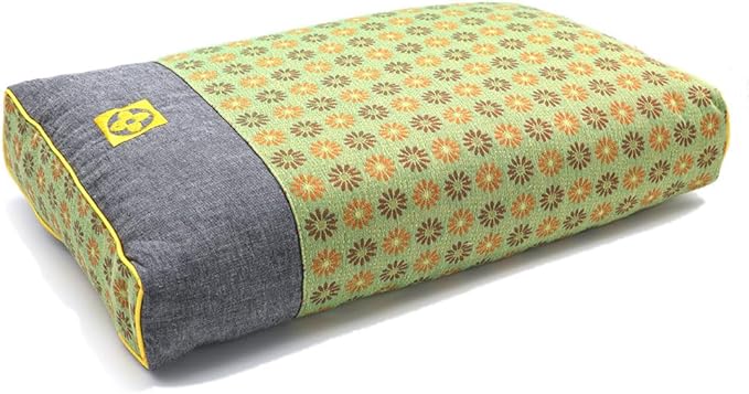 Buckwheat Neck Pillow Medium Firm, Buckwheat Hull Flat Pillows for Sleeping, Adjustable Hard Pillows for Back Side Sleeper Neck Support (18x10 Inch, LemonYellow)