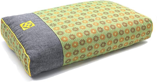 Buckwheat Neck Pillow Medium Firm, Buckwheat Hull Flat Pillows for Sleeping, Adjustable Hard Pillows for Back Side Sleeper Neck Support (18x10 Inch, LemonYellow)