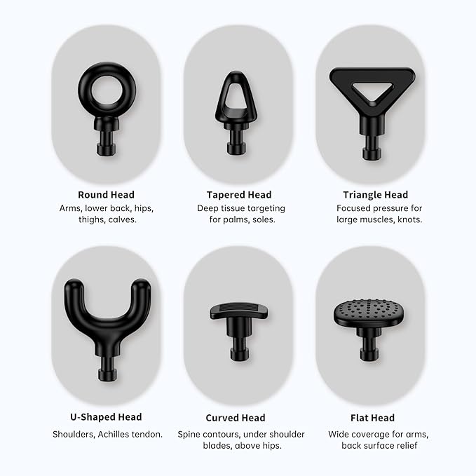Dual-Head Massage Gun with Extension Handle, 3-in-1 Detachable Handheld Percussion Muscle Massager for Back Neck Shoulder Body Deep Tissue Pain Relief - 6 Speeds Levels (Black) - Bloomnest