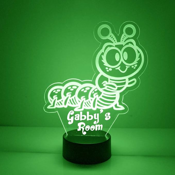Caterpillar Custom 3D Illusion Lamp with Remote | LED Night Light with Personalized Name, Logo, Image, Design | 4 Modes, 16 Light Colors | USB or Battery Power | Made in The USA - Bloomnest