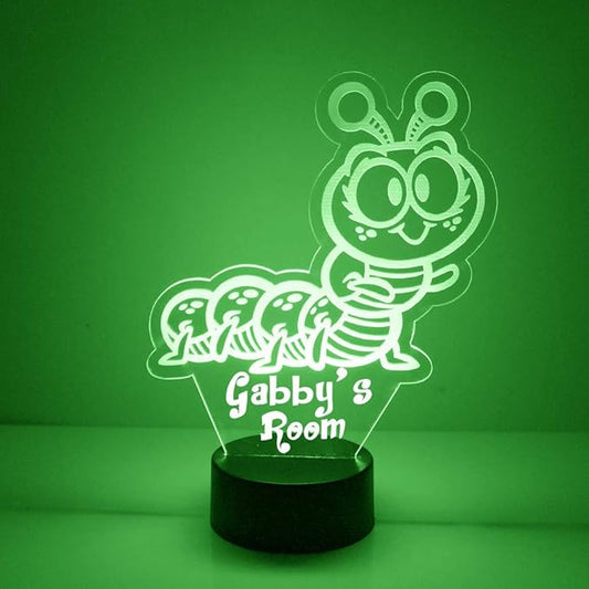 Caterpillar Custom 3D Illusion Lamp with Remote | LED Night Light with Personalized Name, Logo, Image, Design | 4 Modes, 16 Light Colors | USB or Battery Power | Made in The USA - Bloomnest