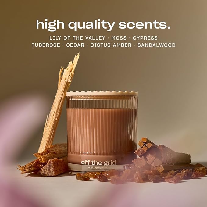 Off The Grid Luxury Scented Candle by Snif, Warm and Calming Candle, 50+ Hours, 100% Cotton Fiber Wicks, Soy Wax Blend, Non-Toxic, Vegan, 8.5 oz - Bloomnest