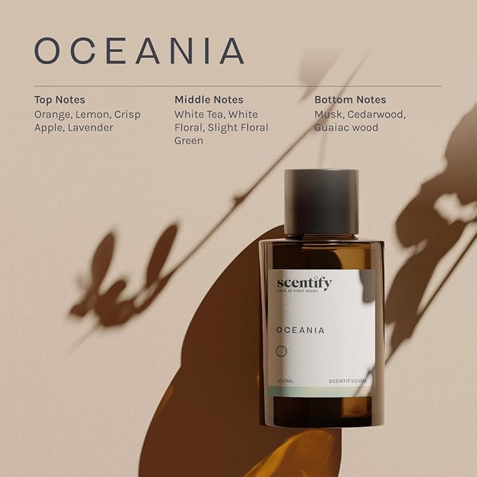 Scentify Oceania Aroma Oil Refill Scent for Oil Diffusers - Orange, Apple, White Tea, Lavender Scents - Luxurious Relaxing Aromatherapy Diffuser Fragrance 100ml, 3.38 oz - Bloomnest