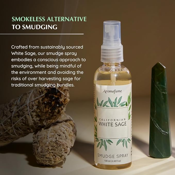 White Sage Smudge Spray Gift Set by Aromafume | 6x50ml/1.7 fl oz | White Sage with Rose, Lavender, Palo Santo, Sandalwood, Frankincense | Sprays for Cleansing Negative Energy & Protection Aromafume