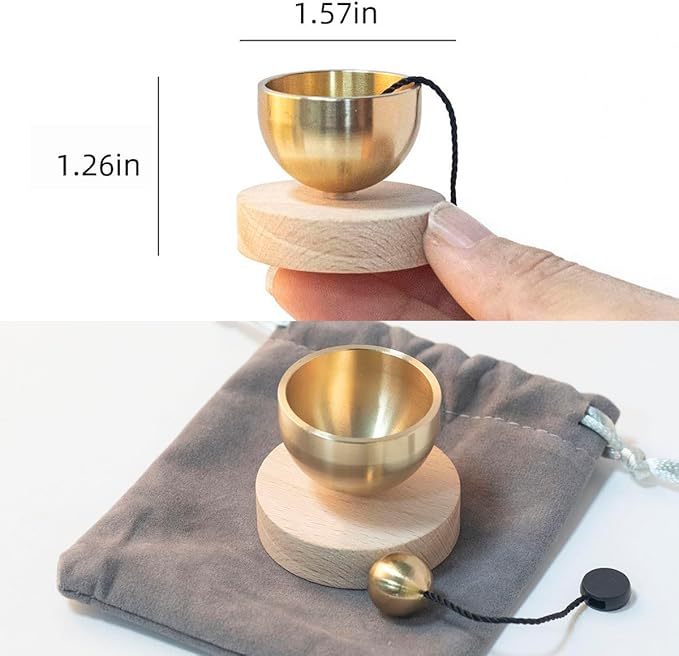 Portable Mini Singing Bowl Set | Beautiful sound and look | Little Tibetan Singing Bowl Set | Easy To Play | Chakra therapy, hand beaten | Creates Beautiful Sound for Healing (Light color-mini) iwoohome