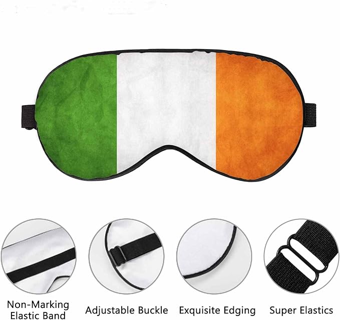 Irish Flag Sleep Eye Mask Vintage Grunge Irish Flags Men Women Sleep Mask with Adjustable Strap Eye Cover Eye Shade for Travel, Nap,Meditation - Bloomnest