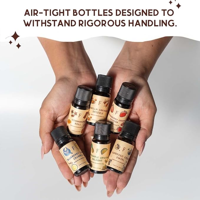 Folkulture Essential Oils for Home | Set of 6 (0.34 fl oz x 6) Bakery Diffuser Oil for Relaxation | Blueberry, Strawberry, Vanilla Essential Oil for Meditation | Pineapple Essential Oil for Women - Bloomnest