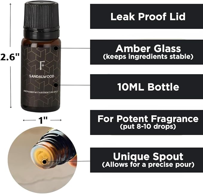 Folkulture Essential Oils Set for Men | Set of 6 (0.34 Fl Oz or 60ml) Diffuser Oils for Home | Oud Tabac, Sandalwood, Leather Wood | Fragrance Oil - Bloomnest