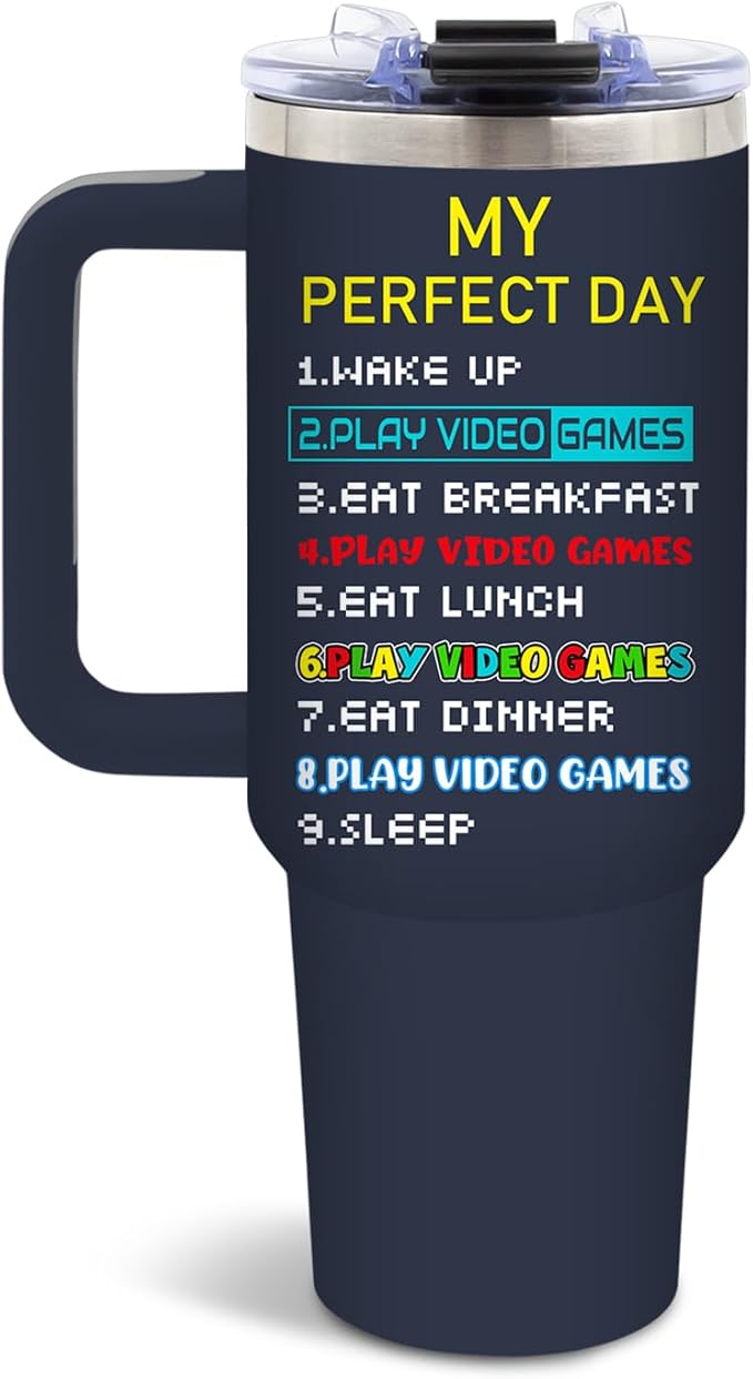 DUUV Gamer Gifts for Men, Video Game Tumbler 40 Oz with Handle and Straws, Gaming Gifts for Kids Teen Boys Son Adults Dad Husband, Christmas Thanksgiving Birthday Gift for Gamers, Gaming Mugs, 1PCS - Bloomnest