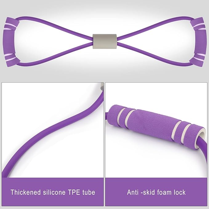 FYY Figure 8 Resistance Bands, Yoga Resistance Band Stretch Fitness Band, Pull Rope, Chest Arm and Shoulder Stretch Bands Exercise Equipment for Home Workout, Physical Therapy, Strength Training - Bloomnest