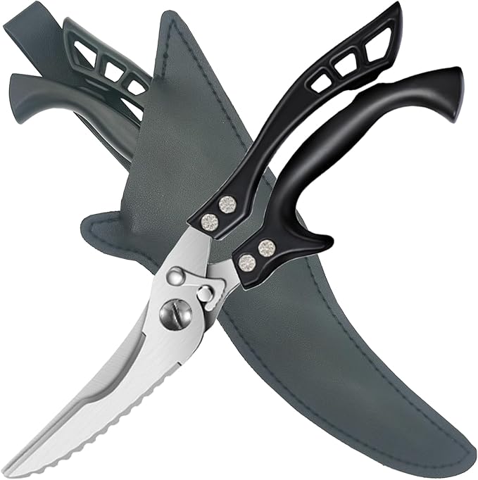 ANDONG Heavy Duty Kitchen Scissors, Professional Poultry Shears, Cooking Utensils, Black - Bloomnest