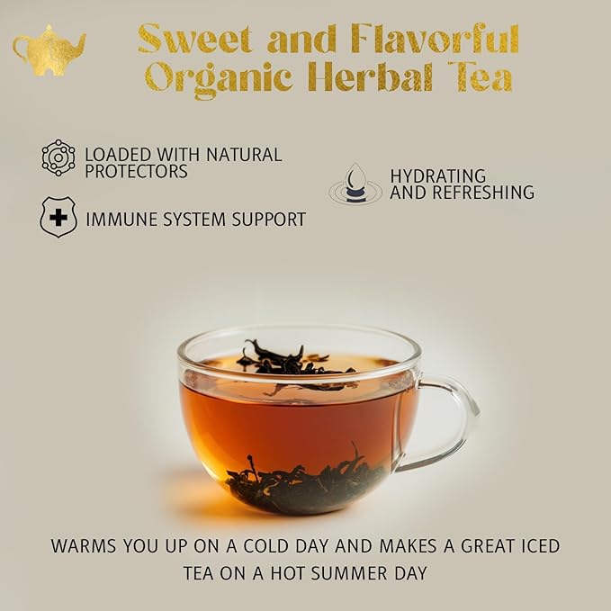 Blueberry Bliss Tea, Organic Loose Leaf Herbal Tea – Real Fruit, Summer Juice, Caffeine-Free, Refreshing Sweet Iced Drink – 4 oz Resealable Bag (Makes 50 Cups) - Bloomnest