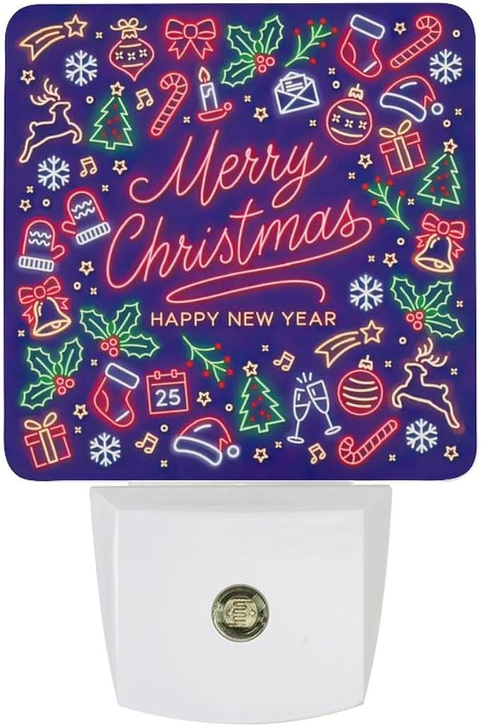 Merry Chrismas Night Light, Plug into Wall Decor Nightlights for Bedroom, Bathroom, Hallway, Kitchen, with Dusk to Dawn Light Auto Sensors LED Night Lights for Boys Girls Women Men Room Gifts - Bloomnest