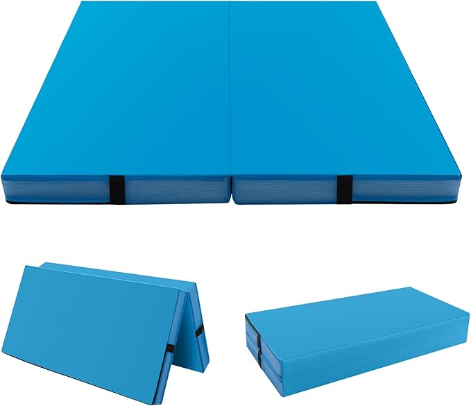 Giantex 4' x 4' Folding Gymnastics Mat with Carry Handles, Bio-Folding Tumbling Mat for Kids & Cheerleading - Bloomnest