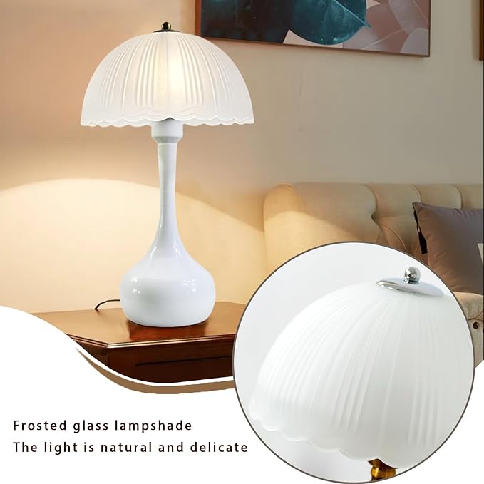Large Table Light 3 Color Adjustable Ceramic Lamp Vintage Nightstand Lamps Dimmable Bedside Table Lamps for Living Room Bedroom Home Office (White) - Bloomnest